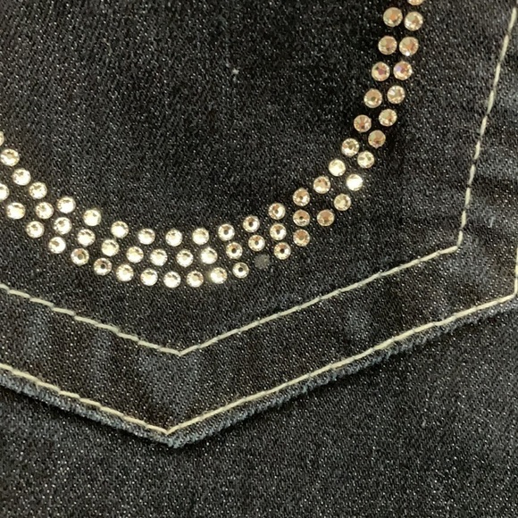 True Religion Crystal Flap Pockets Dark Wash Skinny Jeans Size 33 - Picture 5 of 10